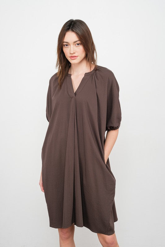 OVERSIZED DOLMAN SLEEVE DRESS--CHARCOAL