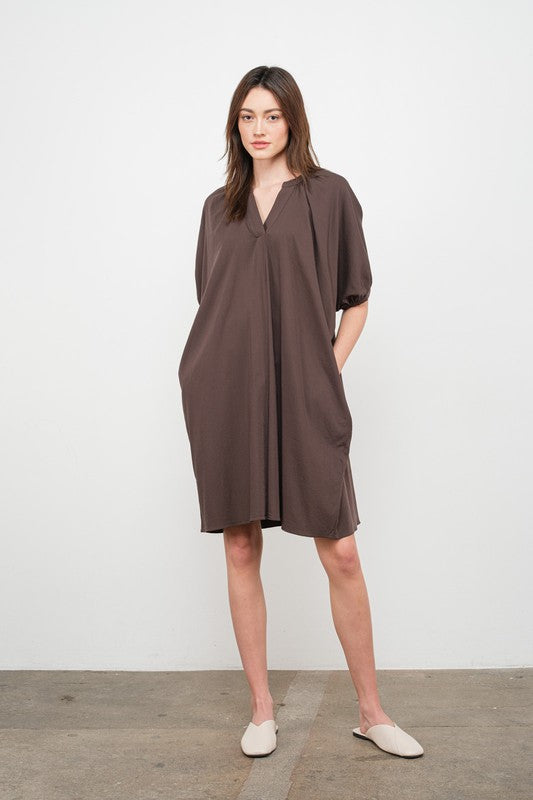 OVERSIZED DOLMAN SLEEVE DRESS--CHARCOAL