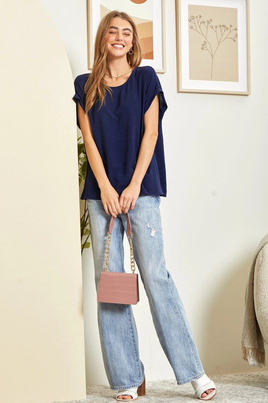 SOLID BASIC TOP--NAVY