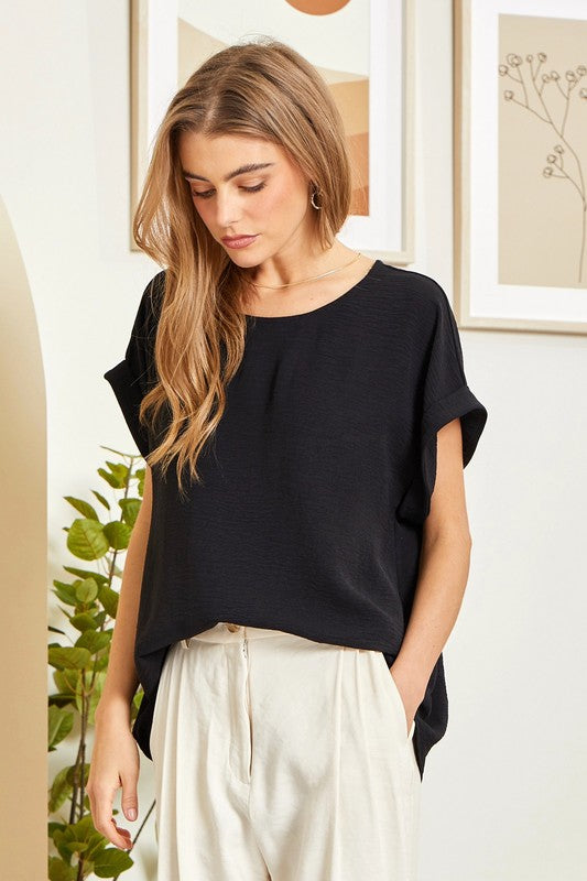 SOLID BASIC TOP--BLACK