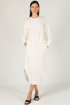SCUBA MODAL MIDI SKIRT--CREAM