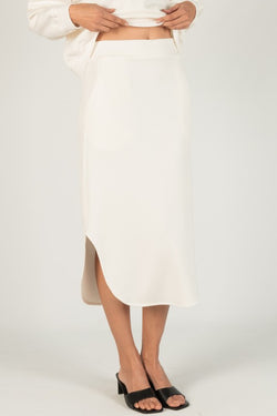 SCUBA MODAL MIDI SKIRT--CREAM