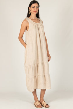 LINEN HAREM DRESS--NATURAL