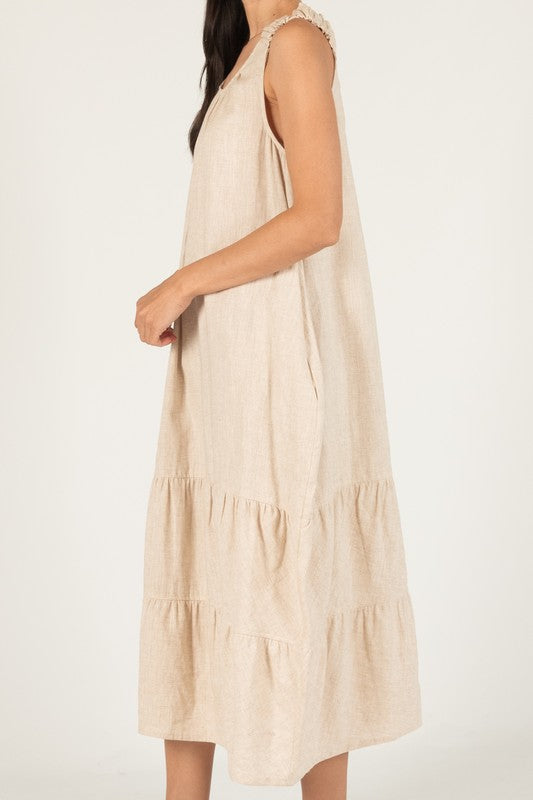 LINEN HAREM DRESS--NATURAL