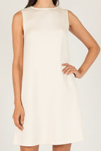 SCUBA MODAL SLEEVELESS SHIFT DRESS--EGGSHELL