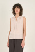SLEEVELESS LINEN TOP--KHAKI