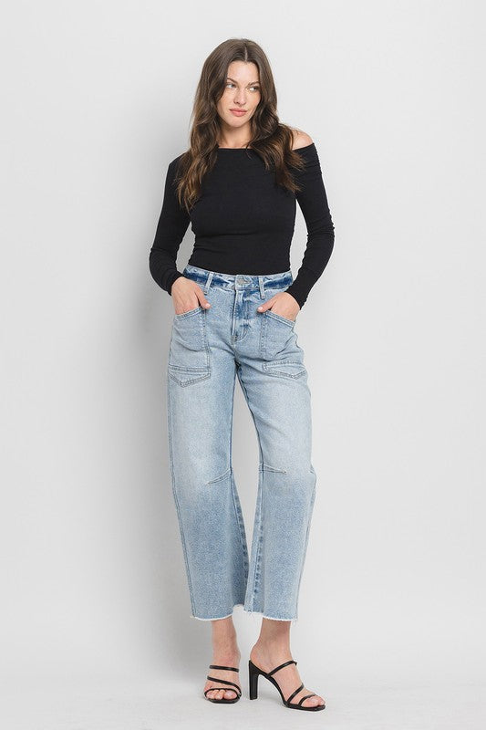 VERVET SUPER HIGH RISE BARREL JEANS