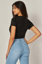 ESSENTIAL SHORT SLEEVE BODYSUIT--BLACK
