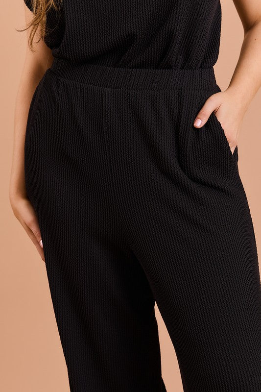 CURVY WIDE LEG RIBBED PANTS