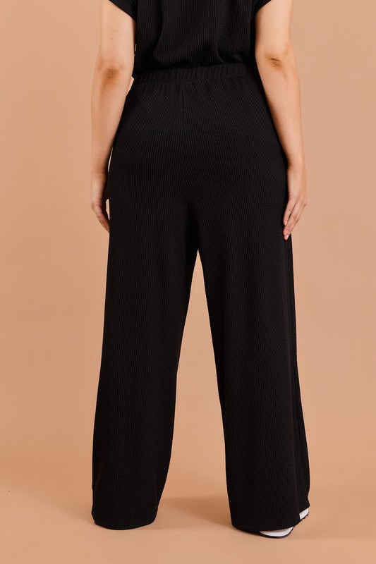 CURVY WIDE LEG RIBBED PANTS