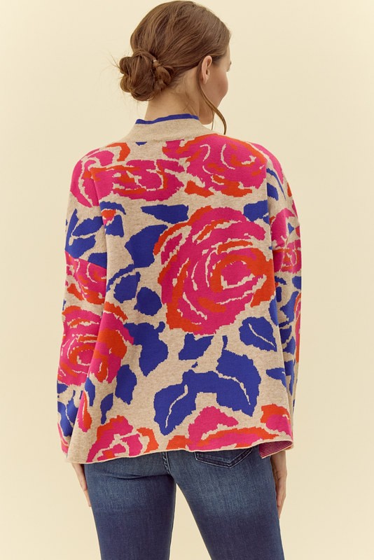 ALL MY LIFE FLORAL MOCK NECK SWEATER