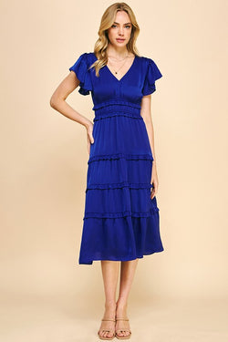 SIMPLY IRRESISTABLE EMPIRE MIDI DRESS--COBALT BLUE