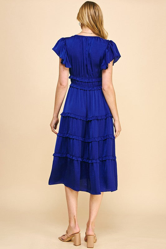 SIMPLY IRRESISTABLE EMPIRE MIDI DRESS--COBALT BLUE