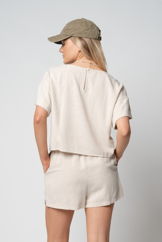 CLASSIC LINEN TOP--OATMILK