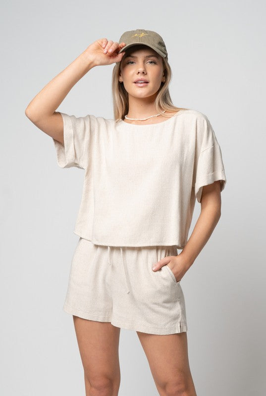 CLASSIC LINEN TOP--OATMILK