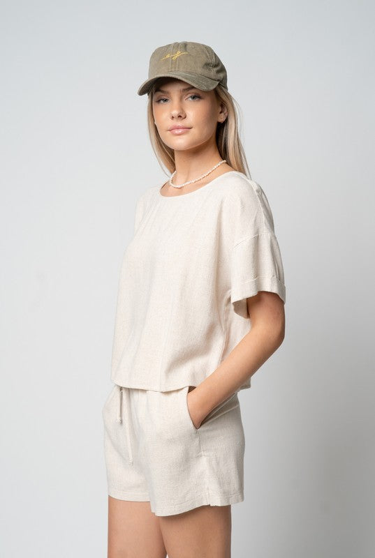 CLASSIC LINEN TOP--OATMILK