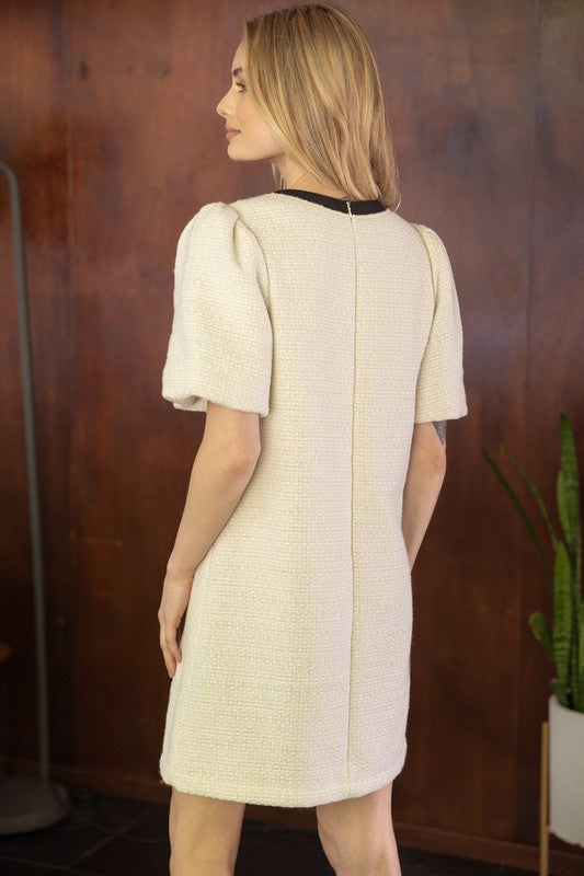 JACKIE O TWEED DRESS--IVORY