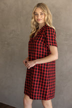 TRUE CLASS TWEED DRESS--RED MIX