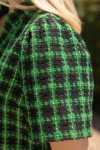 TRUE CLASS TWEED DRESS--KELLY GREEN