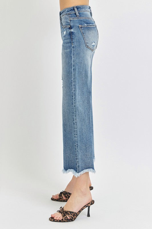 RISEN HIGH RISE ANKLE FLARE JEANS