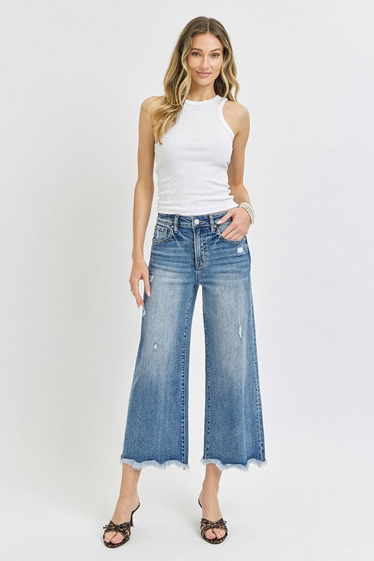 RISEN HIGH RISE ANKLE FLARE JEANS