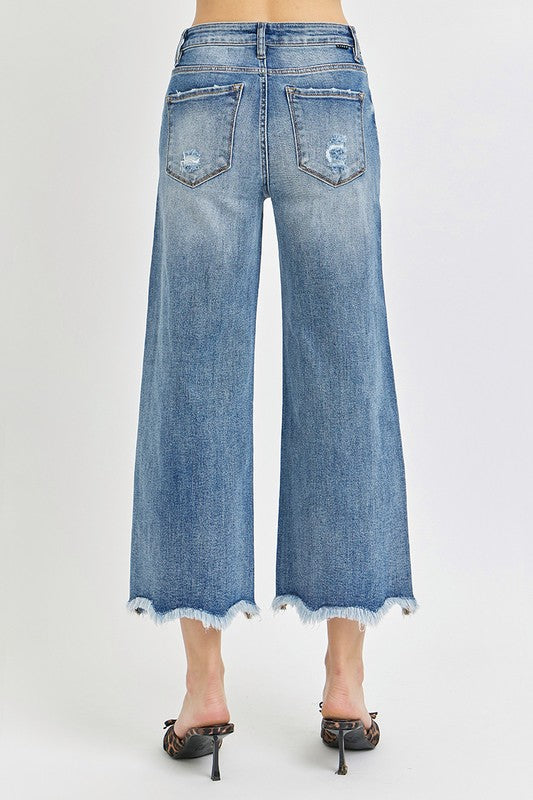 RISEN HIGH RISE ANKLE FLARE JEANS