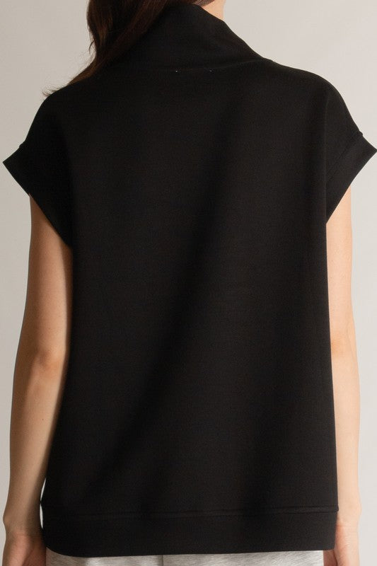 SCUBA MODAL CAP SLEEVE TOP--BLACK