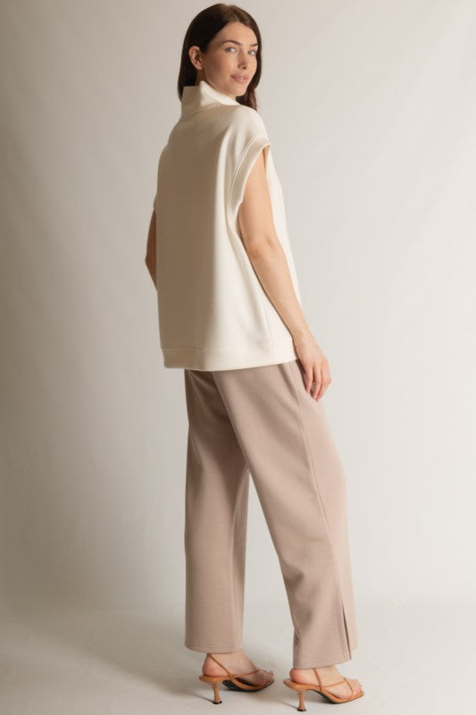 SCUBA MODAL CAP SLEEVE TOP--CREAM