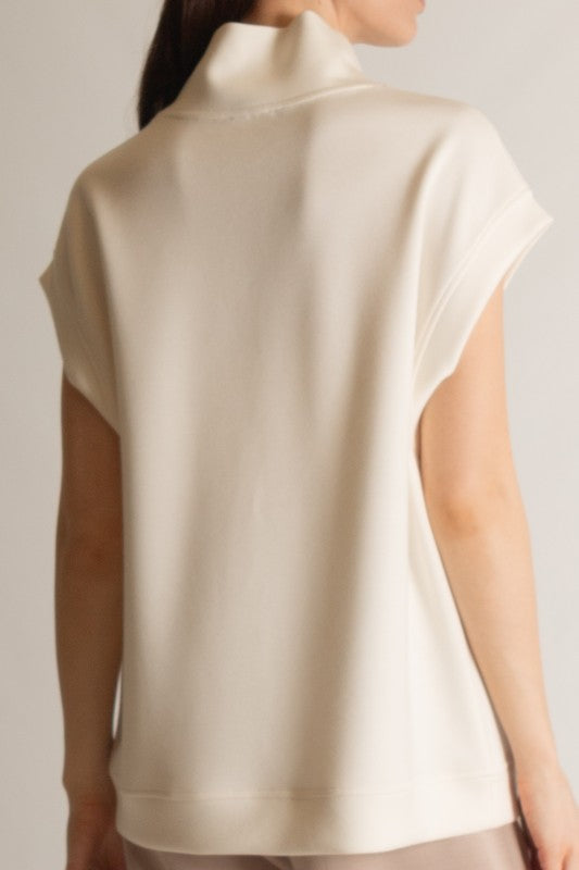 SCUBA MODAL CAP SLEEVE TOP--CREAM