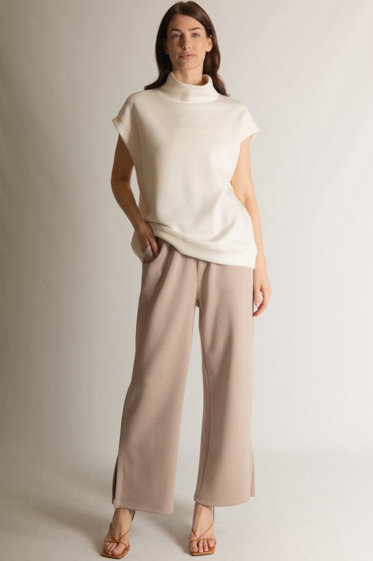 SCUBA MODAL CAP SLEEVE TOP--CREAM