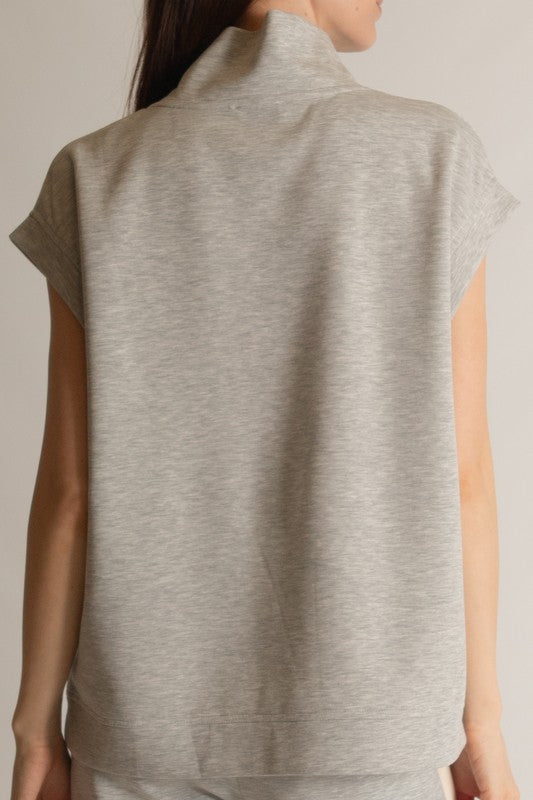 SCUBA MODAL CAP SLEEVE TOP--H. GREY