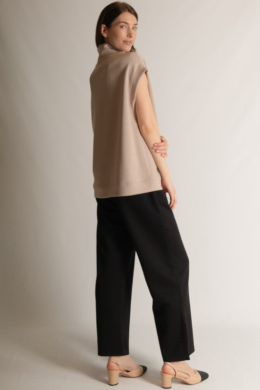 SCUBA MODAL CAP SLEEVE TOP--TAUPE