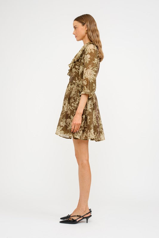 LOVE LANGUAGE POPLIN DRESS--BROWN