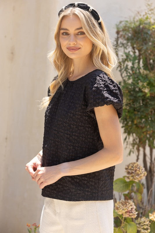 THERE SHE GOES VELVET BOW TOP--BLACK