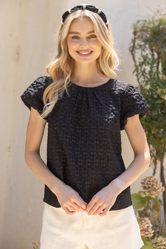 THERE SHE GOES VELVET BOW TOP--BLACK