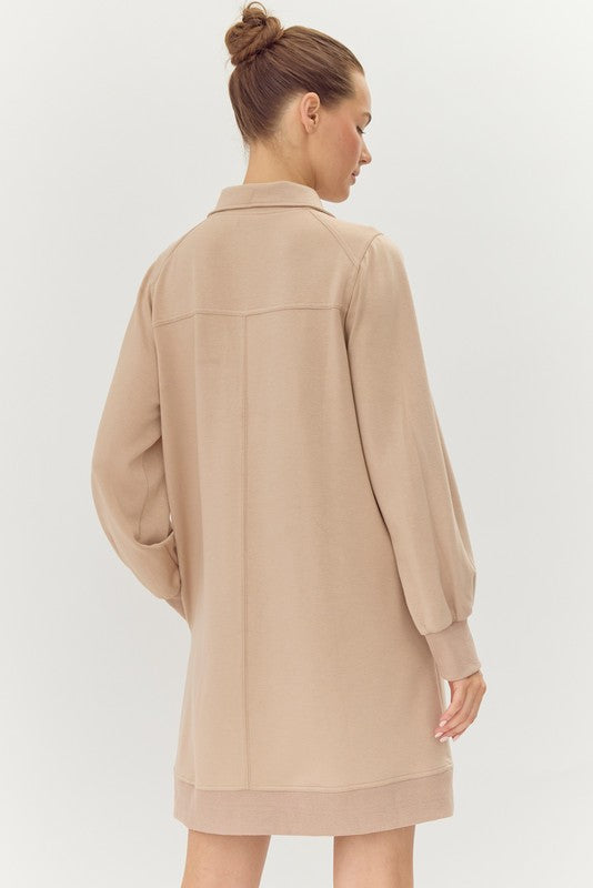 WALK ON BY CASUAL DRESS--TAUPE