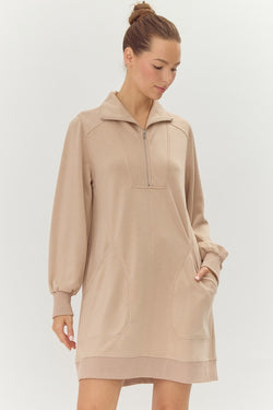 WALK ON BY CASUAL DRESS--TAUPE