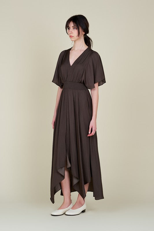 DANCING IN THE DARK UNBALANCED HEMLINE DRESS--DK. ROAST