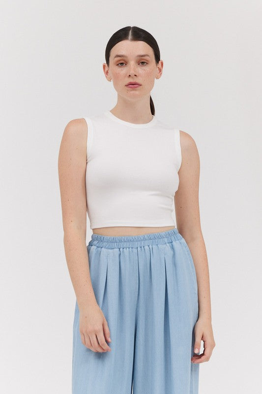 JERSEY CROP TOP--WHITE