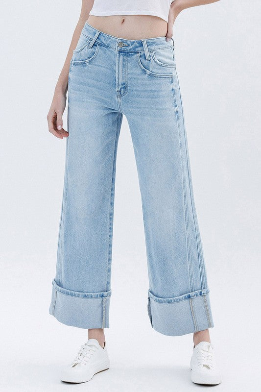 FLYING MONKEY--SUPER HIGH RISE CUFFED WIDE LEG