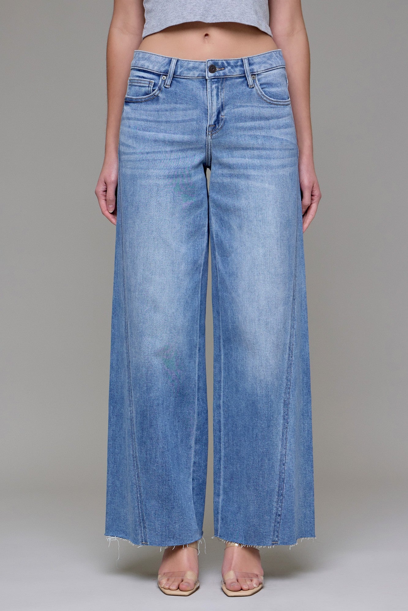 HIDDEN MID RISE WIDE LEG JEANS