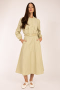 FLARE WOVEN LONG SKIRT--LIGHT LIME