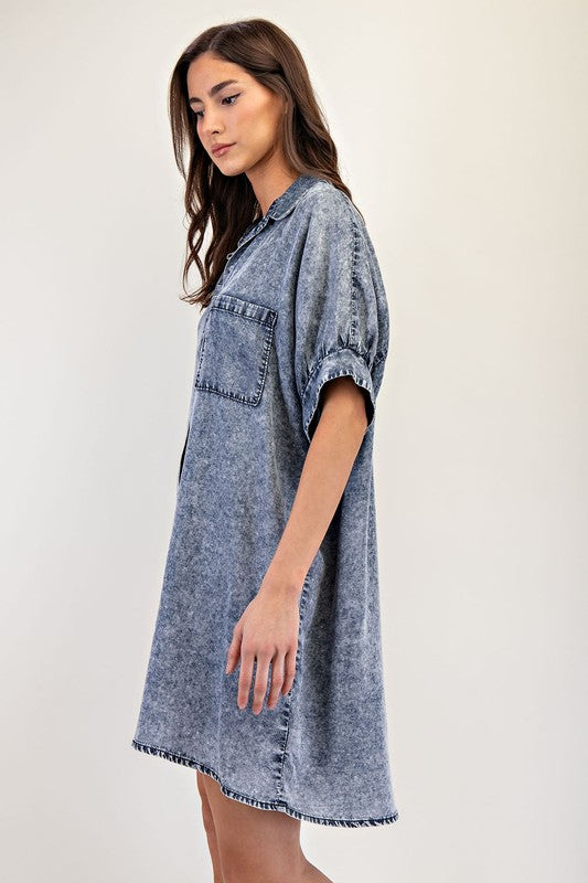 TENCEL DENIM BUTTON DOWN DRESS