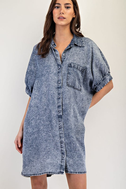 TENCEL DENIM BUTTON DOWN DRESS