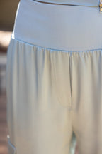 BANDED SATIN JOGGER PANTS--MINT