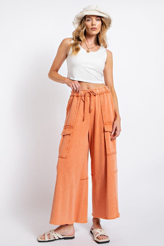 UTILITY WIDE LEG CARGO PANTS--FADED RUST