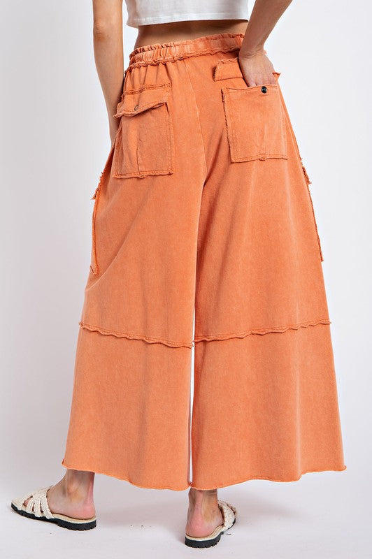 UTILITY WIDE LEG CARGO PANTS--FADED RUST