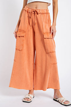 UTILITY WIDE LEG CARGO PANTS--FADED RUST