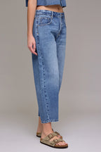 HIDDEN SAMMIE CROP BARREL JEANS--MEDIUM WASH