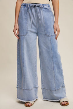 RELAXED WIDE LEG DENIM PANTS